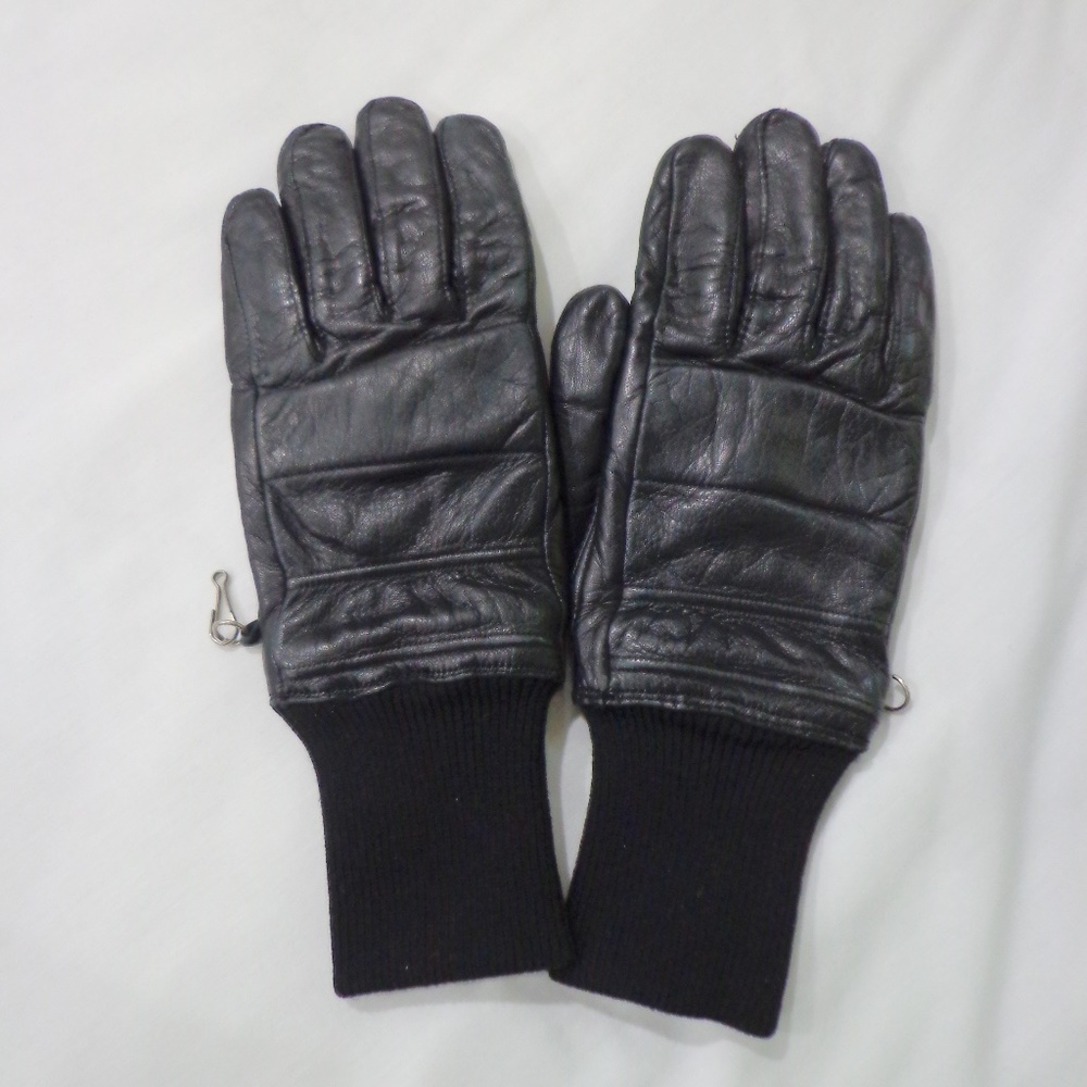 Ladies Black Leather Ski Gloves